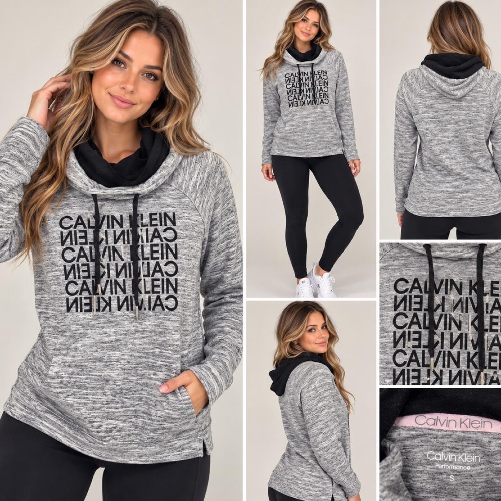 Calvin Klein Performance Gray Cowl Neck Hoodie | Size S 🤍🖤